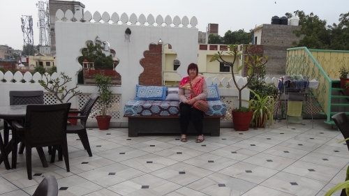 Roof Terrace at the Coral Court Homestay in Agra