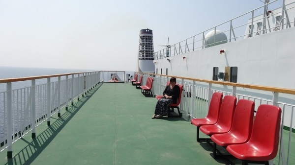 Enjoying the smooth crossing