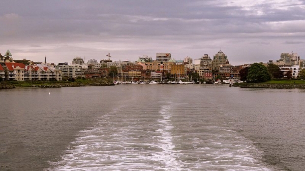 You get a great view of the harbour as you leave on the Victoria to Seattle Ferry